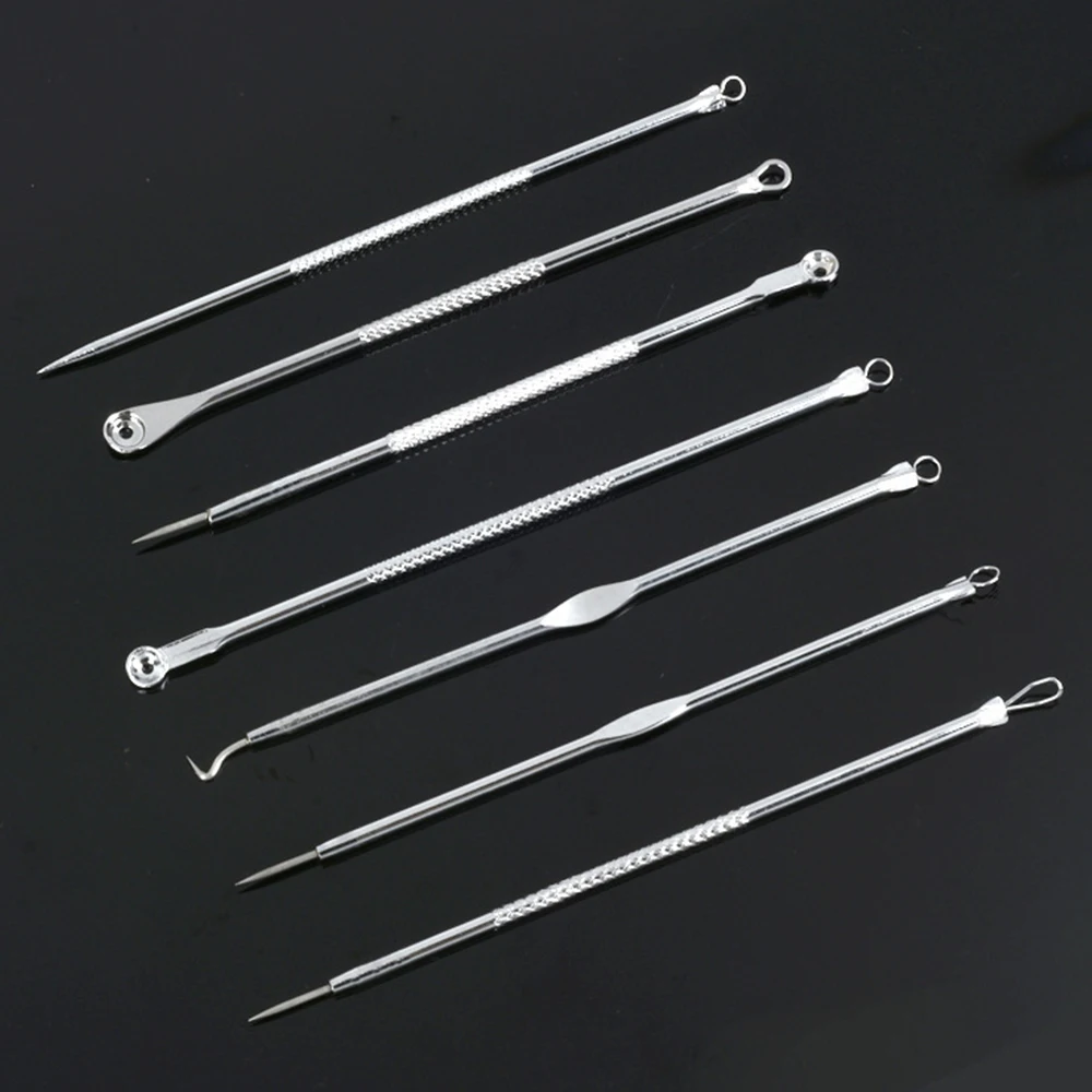 

AMSIC 7Pcs set kit Blackhead Remover Blemish tools Acne pimple pore cleaner Face Care Facial Black Dots head the north of face