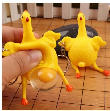 

1pcs funny gadgets interesting toys chicken jokes gads pranks maker trick chicken with egg laying hens crowded squeeze toy spo