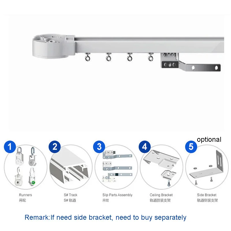 High Quality Customizable Super Quite Electric Curtain Track for Remote Control Electrical Curtain Motor