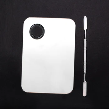 

5pcs/set Stainless Steel Nail Art Polish Mixer Palette Foundation Eyeshadow Mixing Plate with Spatula Rod Manicure Set Tool