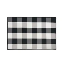 Черно-белый коврик в клетку Buffalo Check/коврик в клетку для помещений, Противоскользящий коврик для двери, уютный коврик для пола, нескользящий Гладкий бархатный коврик для кухни