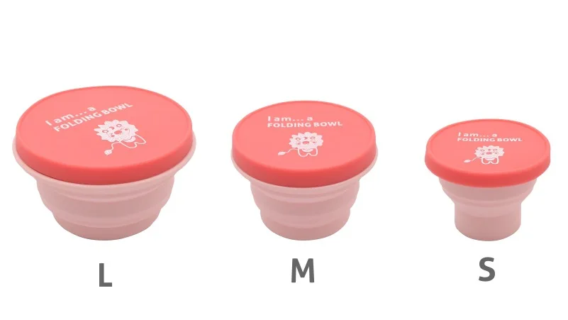 Детская силиконовая складная чаша для Кормления Чаша детская чаша для еды, контейнер туристическая миска силиконовые для хранения пищевых продуктов не BPA FDA CE/EU - Цвет: S size pink