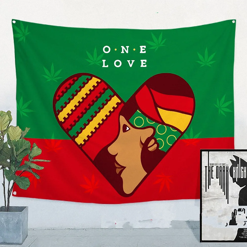 Retro Rock Music Cloth Art Flag Banner Bob Marley Jamaican Reggae Poster Tapestry Hanging Painting Background Decor | Дом и сад