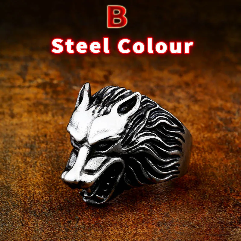 Байер 316L, нержавеющая сталь, норвежский викинг, нордическая голова волка, мужской амулет, символ Одина, Руна,, кольцо, модное ювелирное изделие LR534 - Цвет основного камня: B STYLE-white