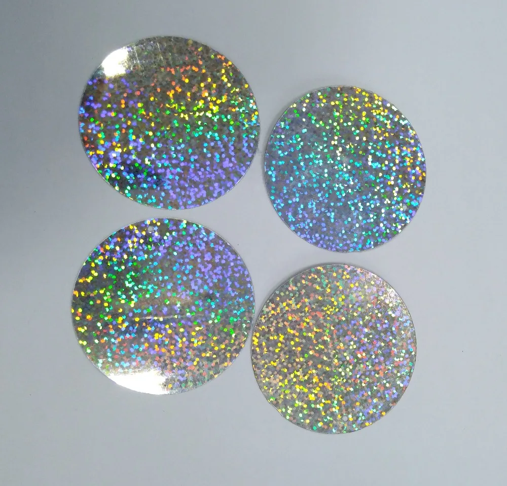 Buy 100pcs 60mm Flat Round Sequins, Hologram Silver
