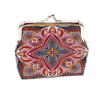 

Women Geometric Print Wallet Character Leather Purse Coin Holder Carteras De Cuero Genuino Para Mujer