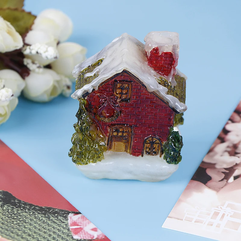 

Cute Friends Gifts Christmas Resin Snow Scene House Fairy Garden Terrarium Figurine Miniatures Home/ Mini Garden Decoration