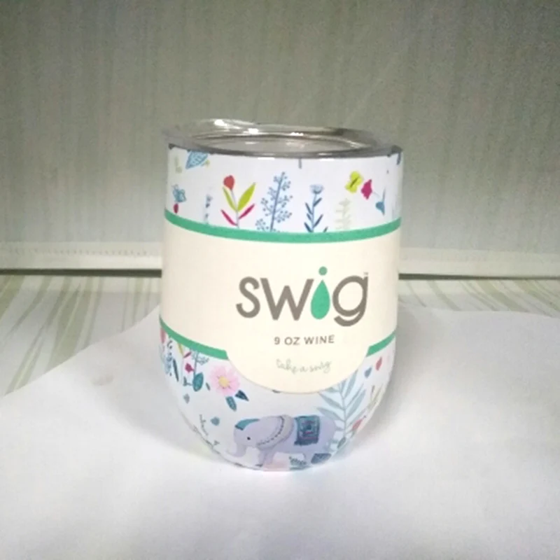 Swig Wine Cup Champagne Beer 6oz 9oz Camo With Lids Termos Stemless Flute Stainless Swig Tumbler Thermos Vacuum Flask Insulated - Цвет: L-9oz