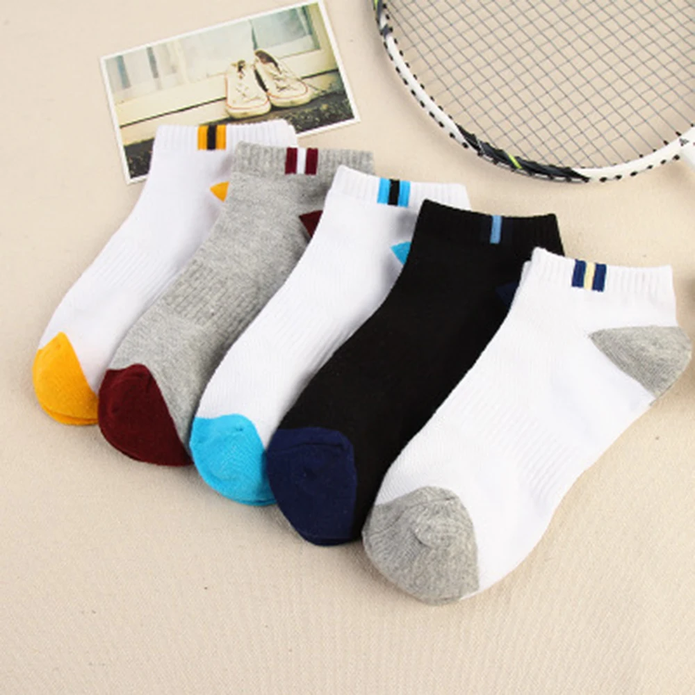 5 Pairs/Lot Casual Men's Cotton Ankle Sock Breathable Mesh Casual Low