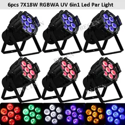 Мини PAR 7x18 Вт RGBWA УФ 6in1 Led Par свет 10CH 25 градусов луч Ангел света для свадьбы нет налога в страны евро 6 шт