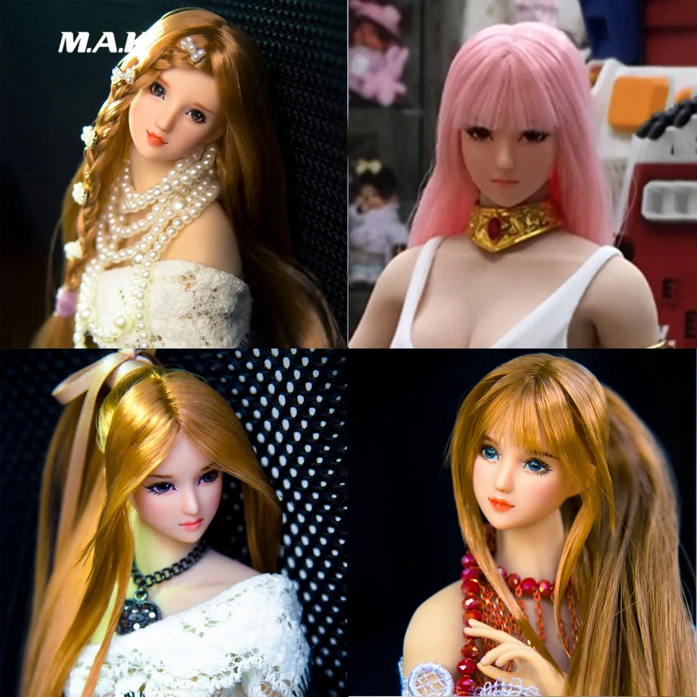 

1/6 Scale OB027 girl Headplay Figure Pink Athena head Qi Liuhai Female Head Sculpt 12" suntan color Action Figure Collection
