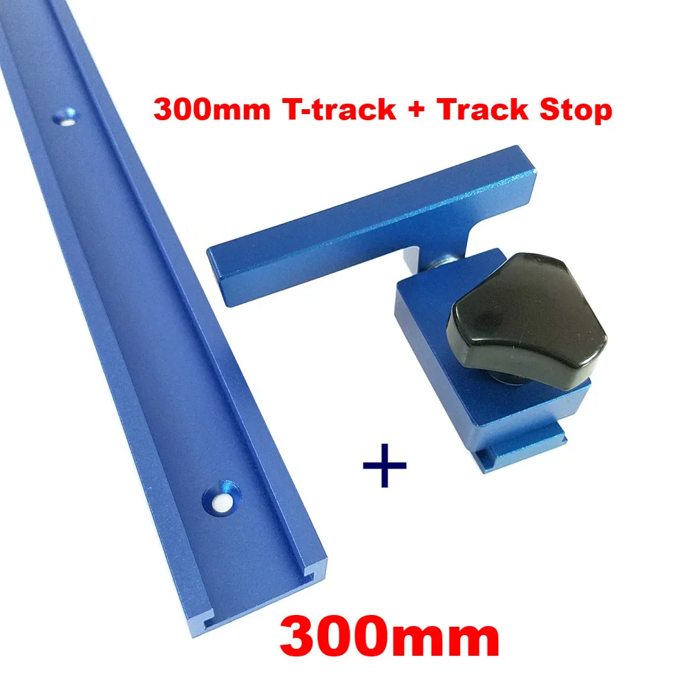 Новые Алюминиевые Т-образные дорожки с торцовочной дорожкой 300-800 мм фрезерный стол, приспособление, слот Т-образной дорожки, Деревообрабатывающие инструменты для дерева - Цвет: 300mm Track Stop Set