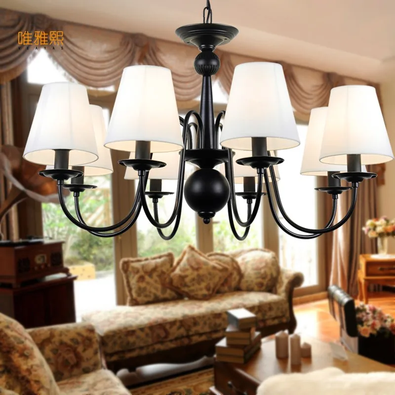 

LED Rustic American Style Linen Lampshade Free Shipping Chandelier For Bedroom Living Room Foyer Study Hotel Room