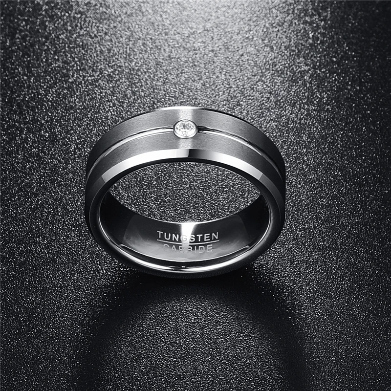 8 мм Циркон классическое мужское кольцо вольфрам карбид граненые обручальные кольца мужские ювелирные изделия Anillos para hombres Pierscienie