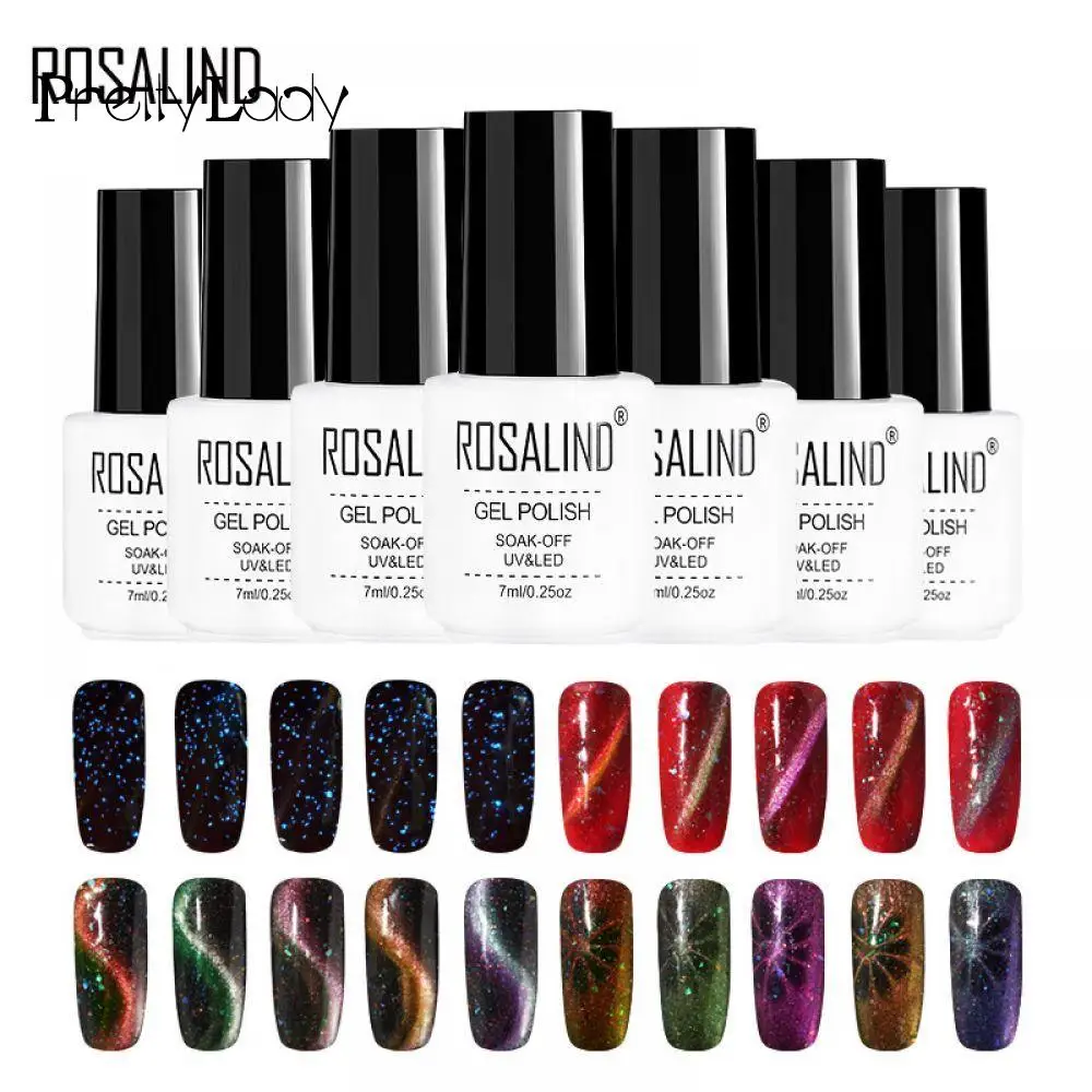 

Varnish white Nail Gel Eye Gel Starry Semi Manicure 7ML ROSALIND Gel Vernis lacquer Polish 3D Permanent bottle Art Cat Nail