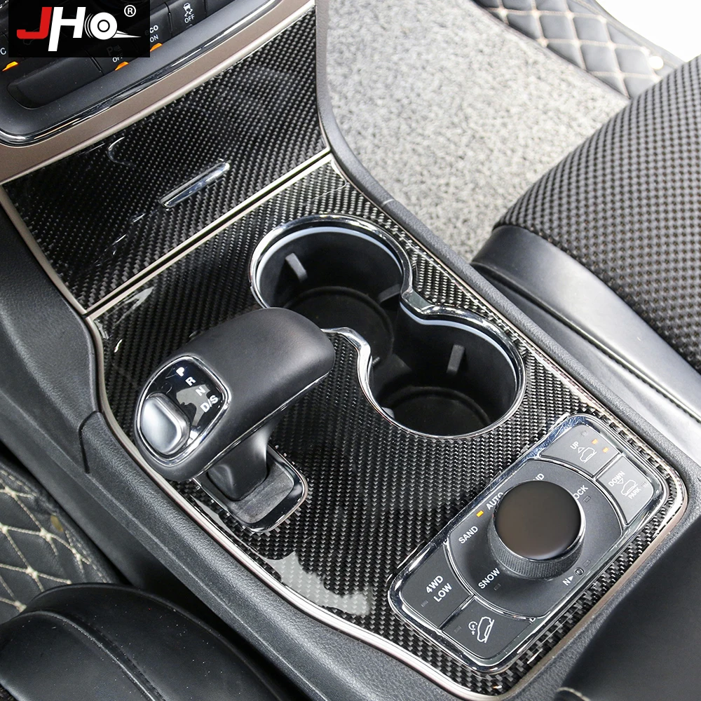 JHO настоящий карбоновый подстаканник панель Накладка для Jeep Grand Cherokee 2014 2020 2019 2018