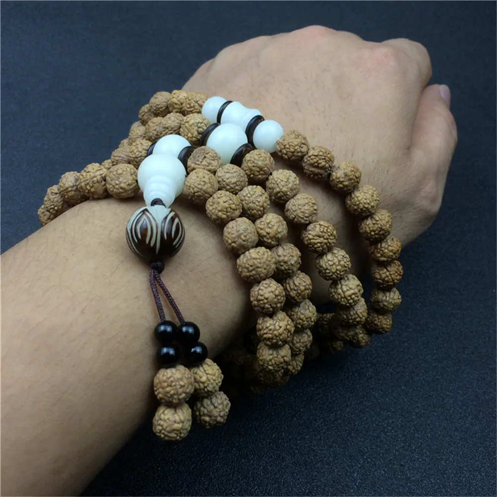Горячая Распродажа 9 мм натуральные бусины 108 Rudraksha ожерелье Модные мужские зерна
