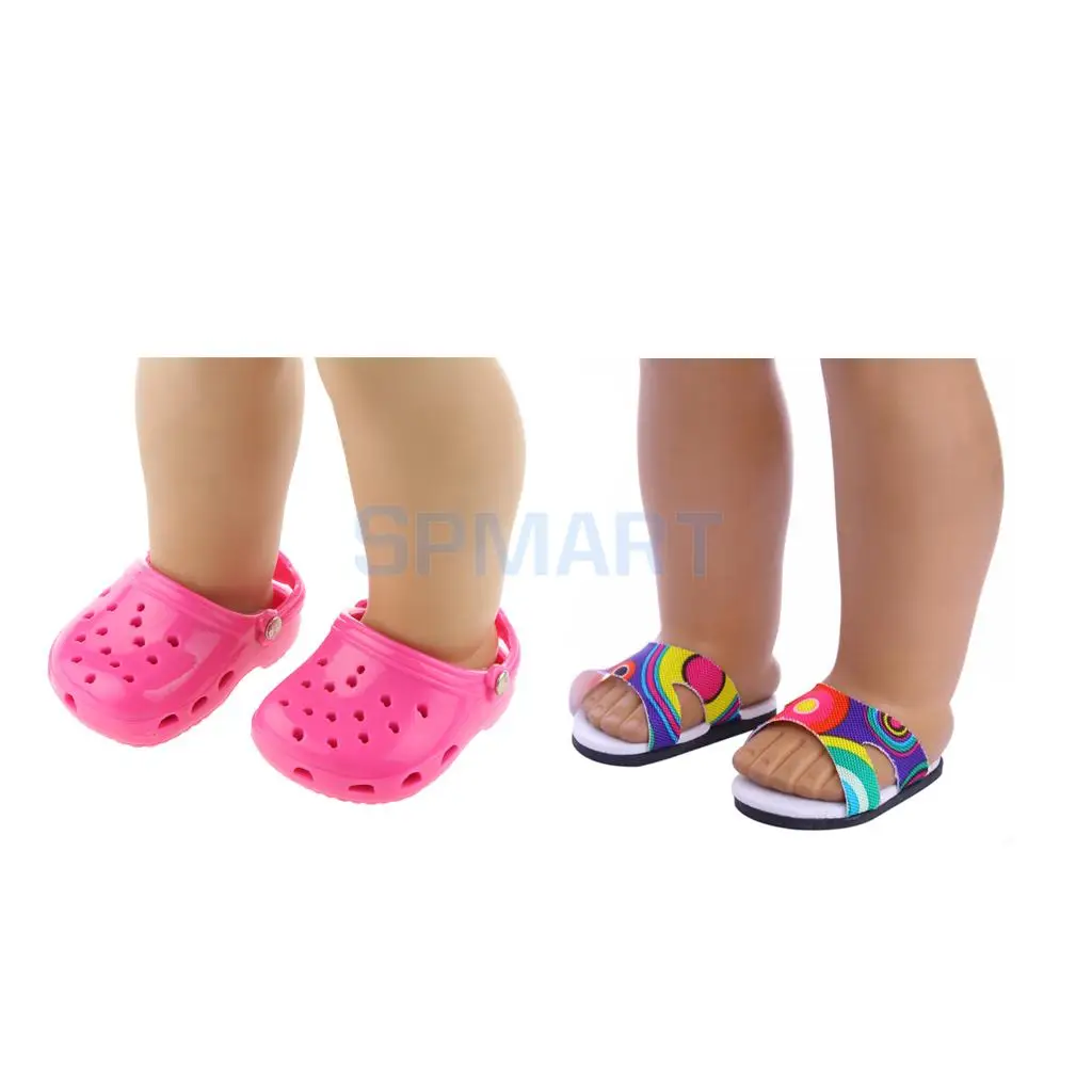 

2Pair SANDALS SLIPPERS SHOE Clothes for 18 Doll Summer Dress Up Accessory