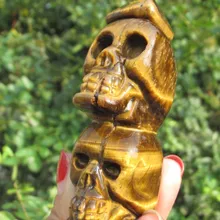 129 г натуральный красивый тигровый глаз резной хрустальный череп