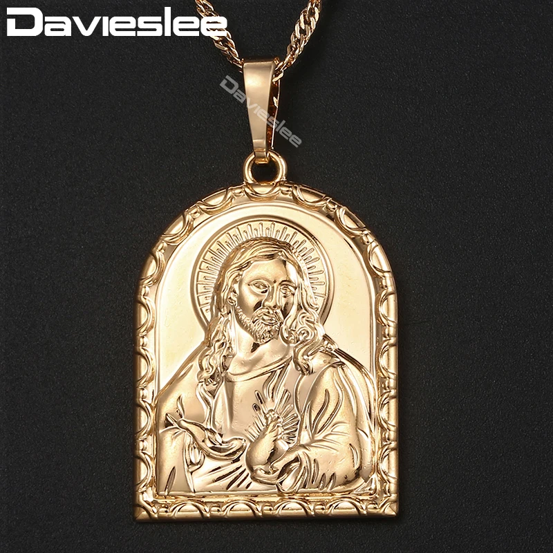 Davieslee женский Иисус Pieces кулон шампанское золотой религиозный ожерелье для женщин