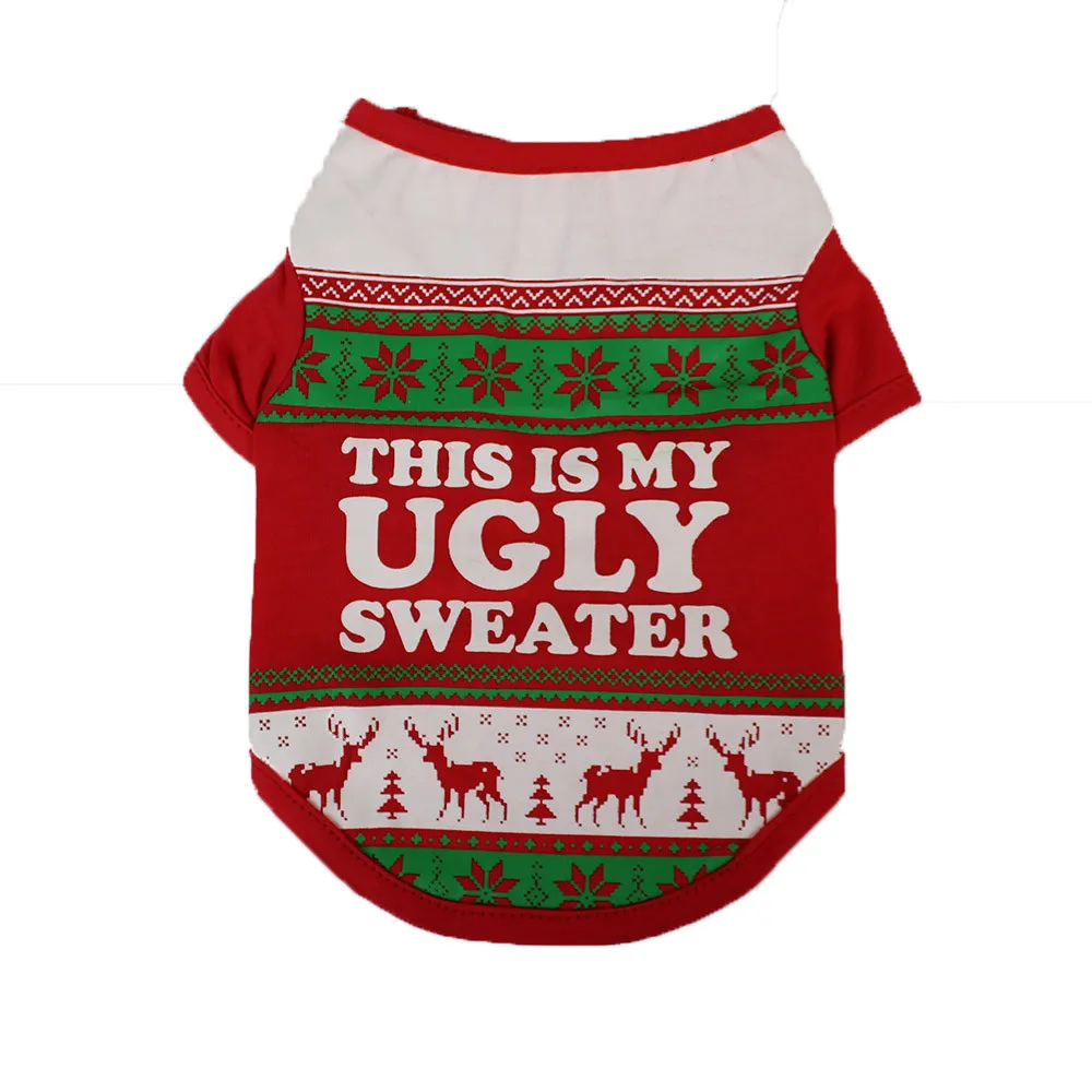 Christmas Dog Clothing Cotton T shirt Puppy Costume Pet Clothes F912 on