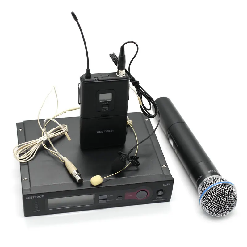 

UHF PRO SLX24/SLX14 /BETA58 WIRELESS MICROPHONE SYSTEM + Handheld + Lapel + headset Mic for Stage