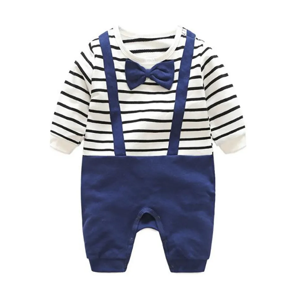 

Baby Rompers Cotton Bow Tie Tuxedos Gentleman Bib Clothing Toddler Prince Overalls Newborn Infant Jumpsuits Baby Boy Clothes