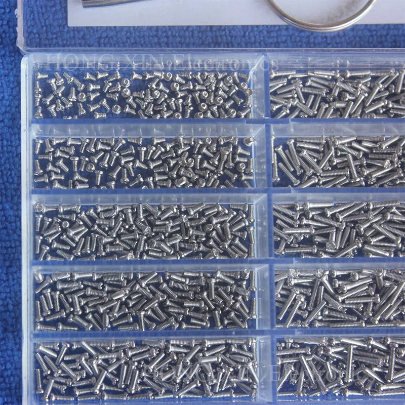 1000pcs/set Assorted Watch Screws for Watches Clock Repair Kit Watchmaker Tool Watch Part 10 Sizes Dia 1.2mm Eyeglass Repair