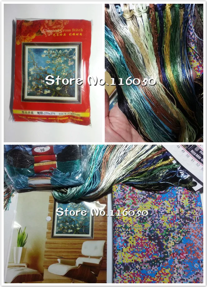 Ceny Robótki, majsterkowanie ścieg krzyżykowy pełne zestawy do haftowania Van Gogh klasyczny kwiat moreli nadrukowany wzór wyszywany obrazek prezent