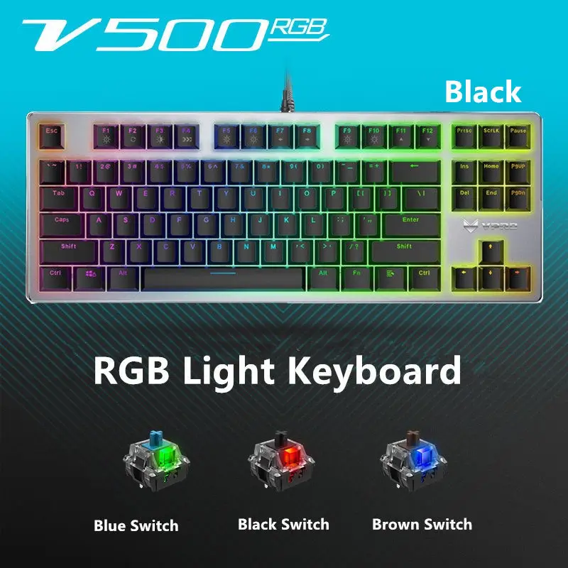 Оригинальная Механическая игровая клавиатура Rapoo V500 для геймерского компьютера - Цвет: V500RGB Black