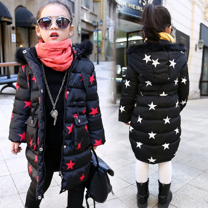 

Children's clothing girl baby cotton winter new children's thickening in the long section plus velvet star cotton Coats CT-58