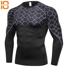 TENNEIGHT Для мужчин спортивная рубашка с длинным рукавом быстросохнущая Спортивное нижнее белье Фитнес бег футболки тренажерный зал Велосипедная форма Спортивная футболка