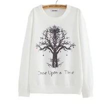 2017 New winter Hoody women Casual hoodies Strawberry tree print thin inside long sleeve o neck