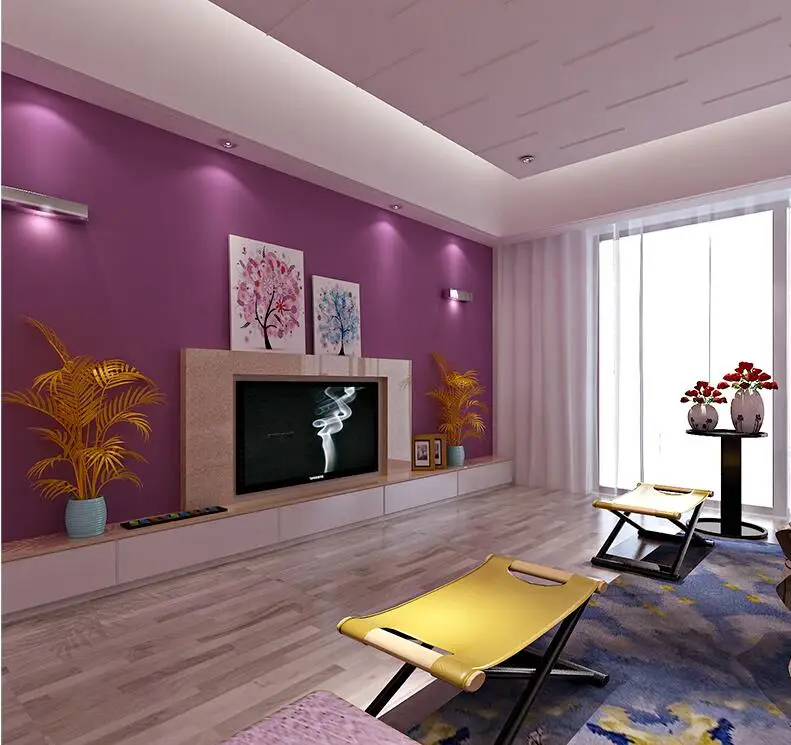 Beibehang фиолетовый твердый шелк обои для гостиной Papel де Parede пасторальный цветок стены рулон бумаги домашний декор спальня ТВ диван - Цвет: 2