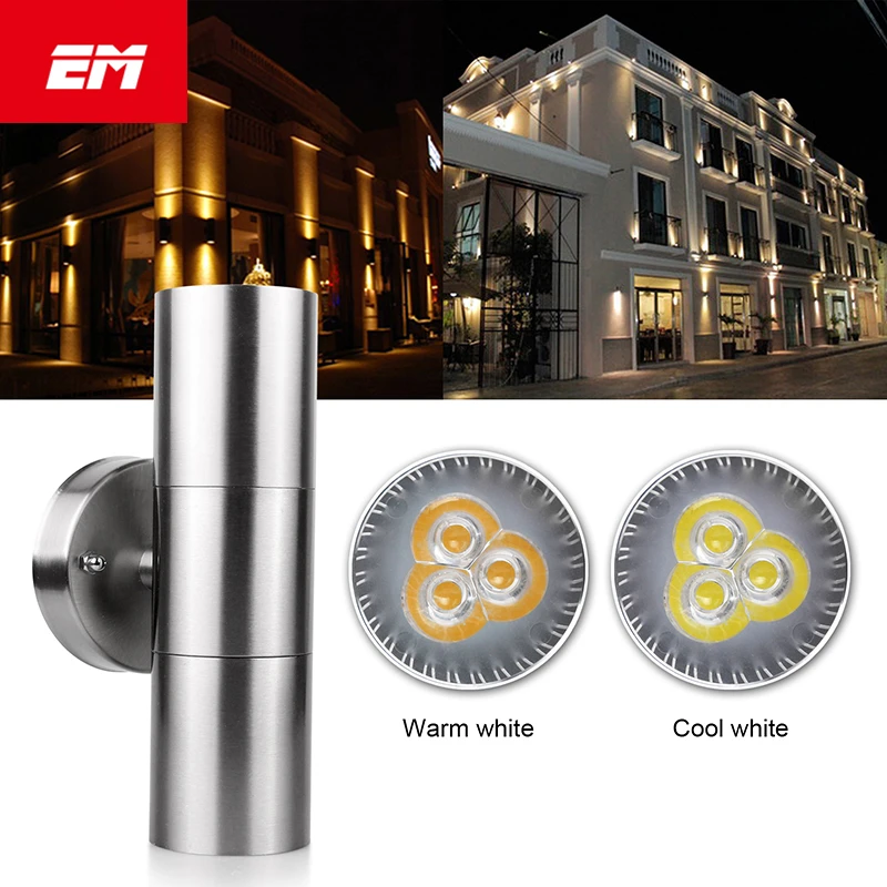 

Waterproof Stainless Steel Up Down LED Wall Light Fixtures IP65 Double Wall Lamp Outdoor GU10 Socket AC 85-265V Sconce ZBD0033