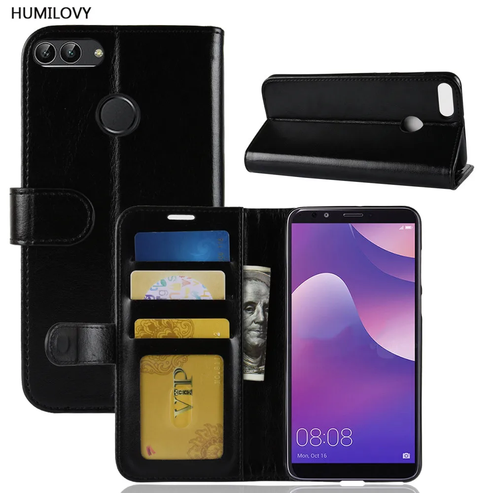 Y9 (2018) чехол на СПС Fundas Huawei 2018 для Coque Y 9 Чехол Флип кожаный кошелек чехлы телефонов