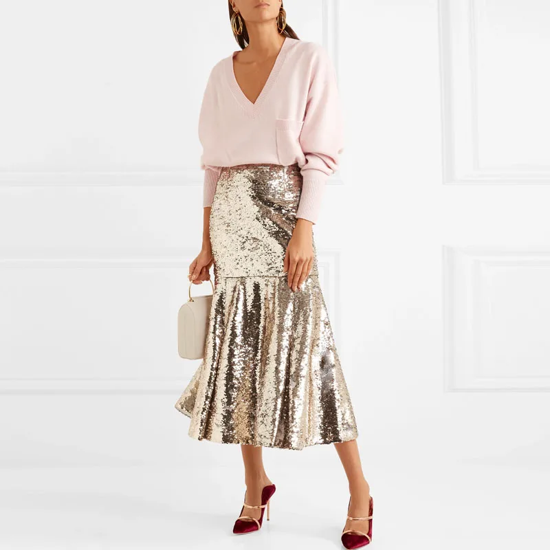 sequined tulle midi skirt