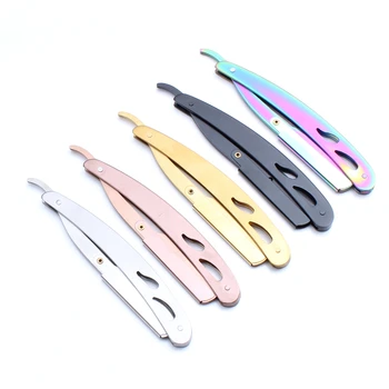 

50Pcs 14x2cm Customized Logo Wholesale Men Straight Barber Edge Steel Razor Folding Shaving Knife Hair Removal Tool Blade C6102