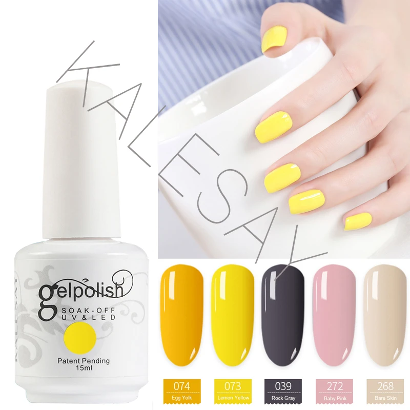 طلاء أظافر جل Uv نقع ألوان مختلفة جيلاك شبه دائم أصفر جديد 15 مللي Gel Nail Polish Gel Varnishsoak Off Aliexpress