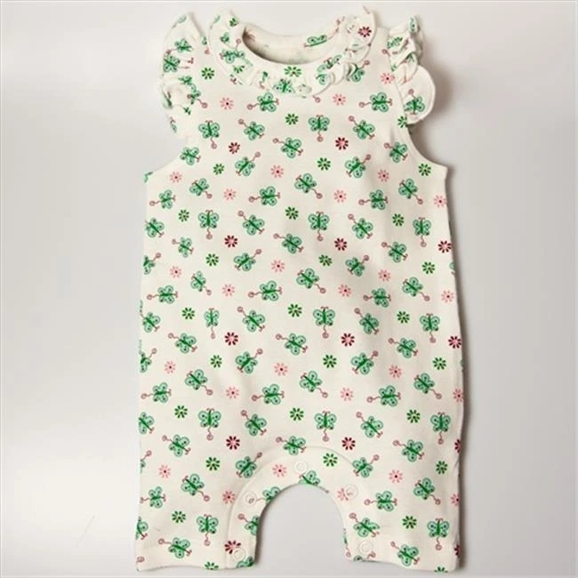 Little Ashkim BGSRKM36 Sleeveless Butterfly Romper - White with butterfly prints 3-6 months