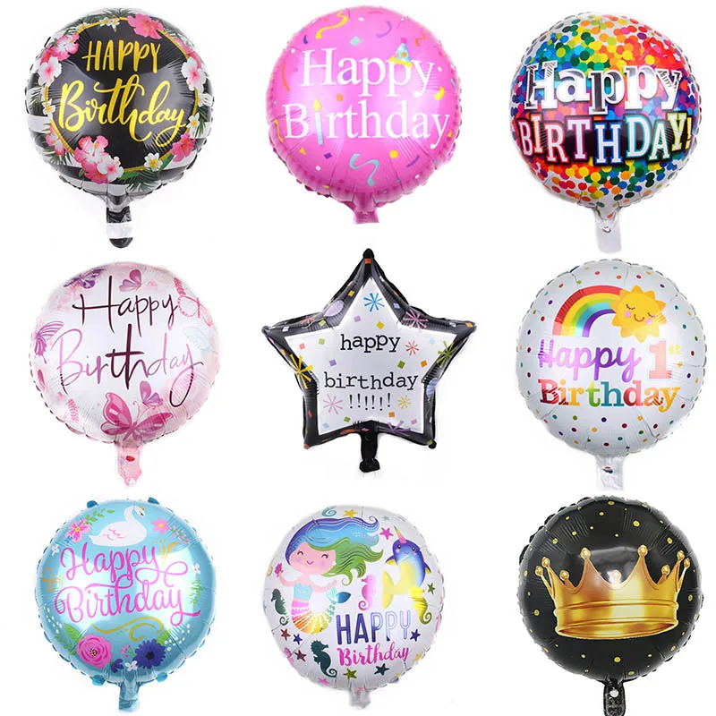 

1pc 18inch Happy Birthday Foil Balloon Round/Star Shape Helium Ballons for Boy Girl Birthday Party Decoration Globos Gift Toys 8