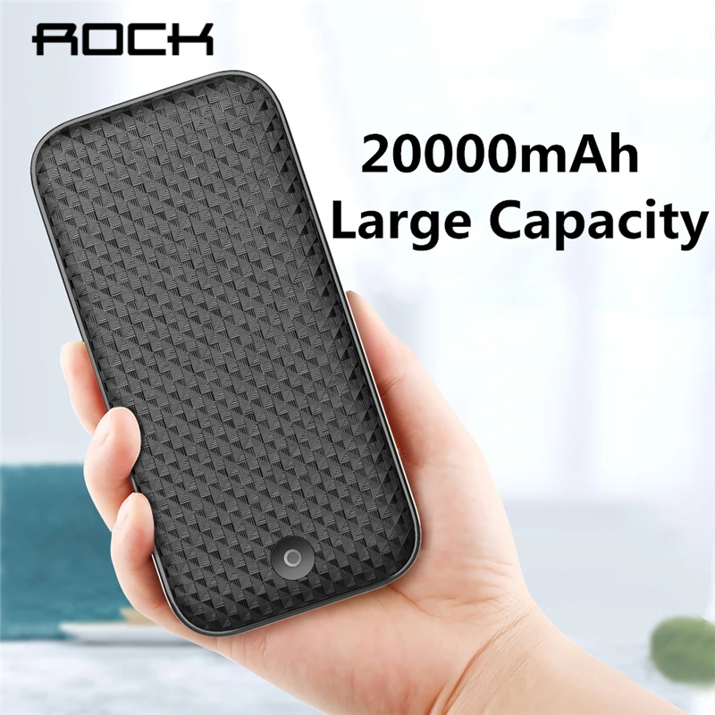 

ROCK 20000 mAh Power Bank Portable Charger Dual USB External Battery 20000 for iphone Samsung Xiaomi
