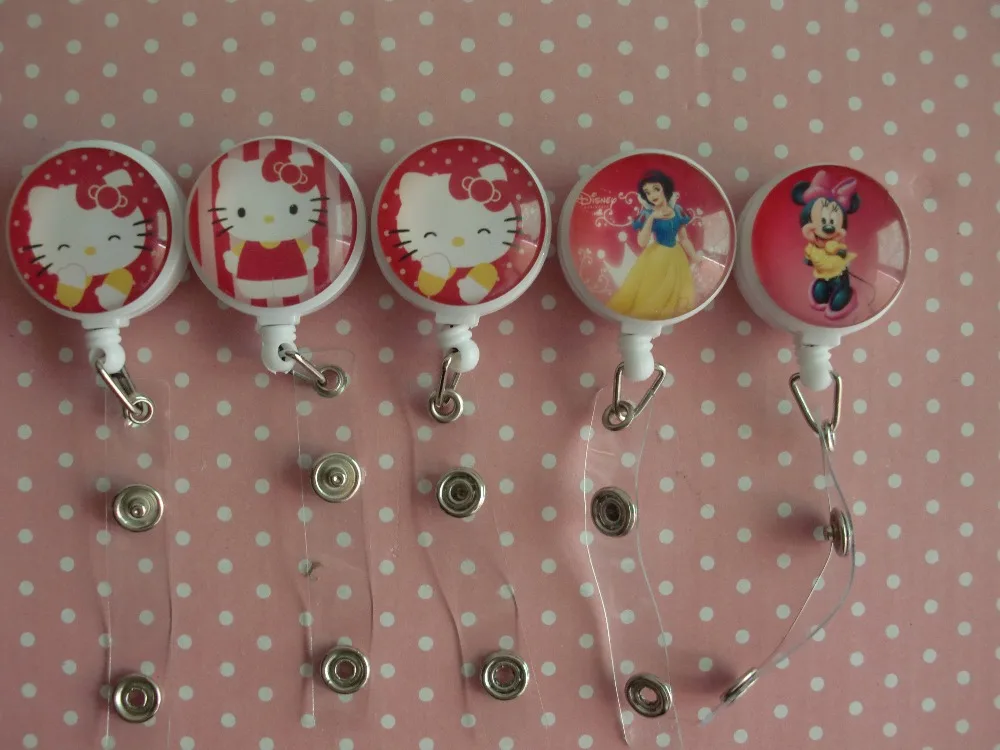 

Free Shipping Wholesales multiple-colors Retractable ID Badge Reel Cute Cartoons ID Card Holders 5 pcs/lot SD-M11