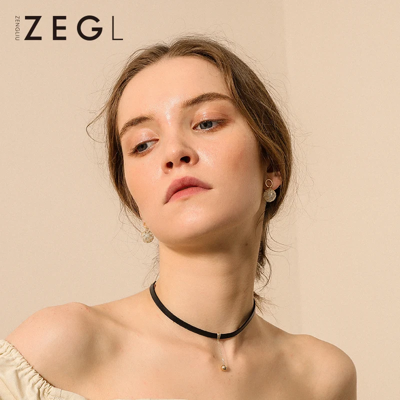 

ZEGL round earrings for women temperament personality simple hollow earrings short paragraph wild earrings