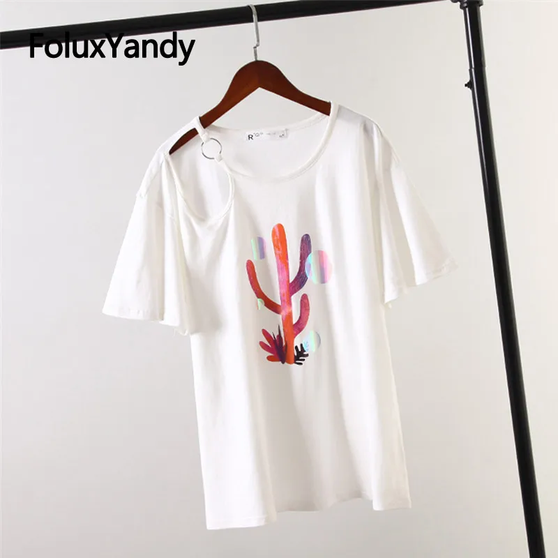 

Asymmetrical Tops Tees Women New 2019 Summer Tops Plus Size Casual O-neck Loose Print T-shirt Short Sleeve KKFY3639