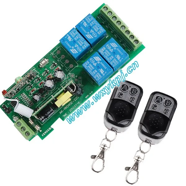 AC85v~250V 110V 220V 230V 4CH RF Wireless Remote Control Relay Switch System receiver 2 transmitter Rolling Gate Electric Doors |