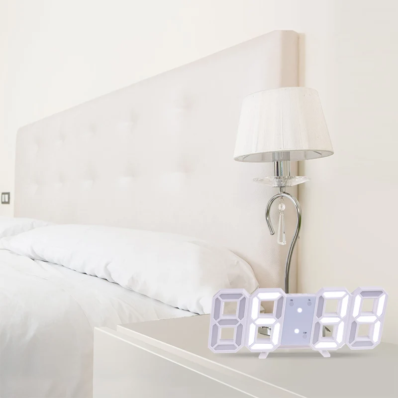 Anpro 3D большой светодиодный цифровые настенные часы с датой Цельсия ночной дисплей настольные часы будильник из гостиной