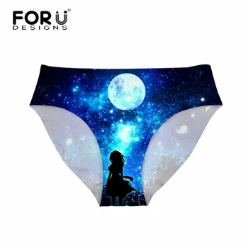 

FORUDESIGNS Galaxy Print Women Summer Panties Blue Fitness Female Underwear Brand Universe Space Bodybuilding Seamless Briefs