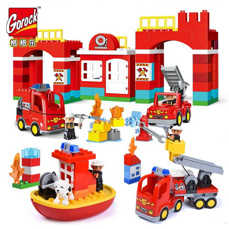 

GOROCK Big Blocks City Fire Department Firemen Building Blocks Det Kids DIY Bricks Toys Compatible With Duploe For Baby Gifts