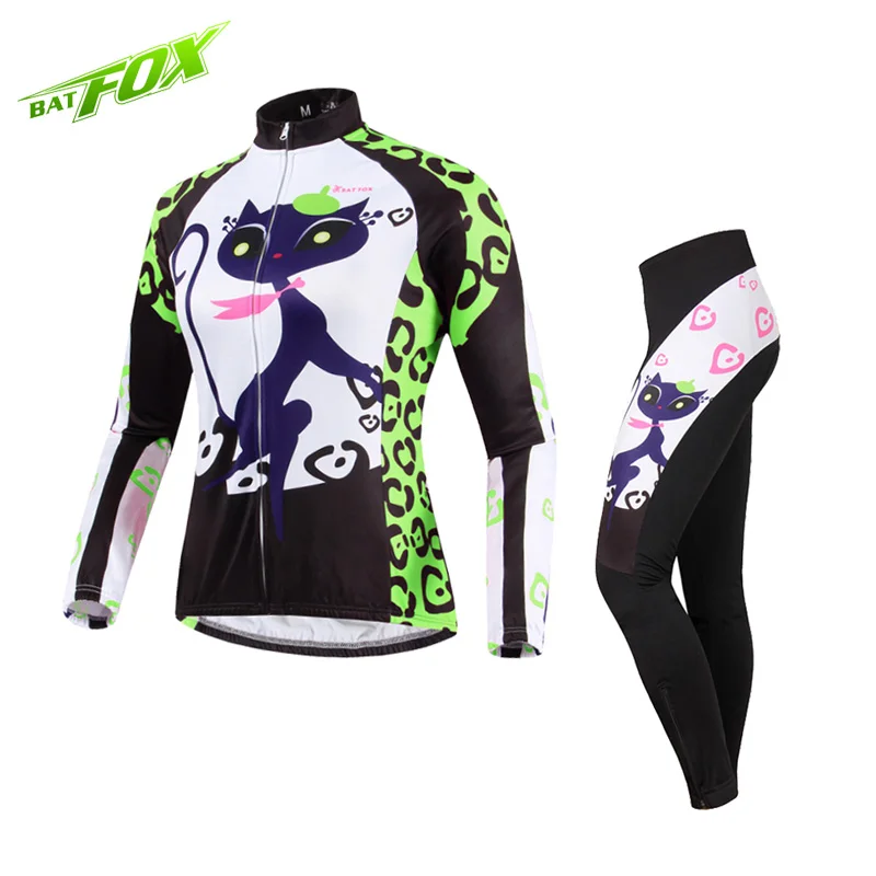 

BATFOX Cycling Sets Cat woman slender style Spring/Autumn Cycling Jersey Set 80% Polyester 20% Lycra Cycling Clothing Suit